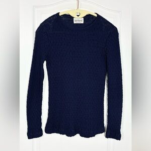 60s Garland USA MADE Textured Knit Sweater Vintage Navy Size Small